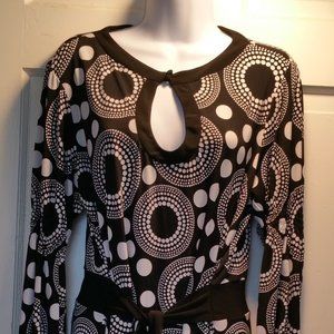 Bisou Bisou Black/White Graphic Dress Sz XL